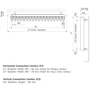 Valerian-aluminium-radiator-technical-drawing